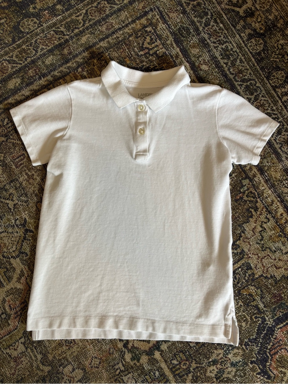 Lands' End Kids White Polo Shirt school uniform 10-12